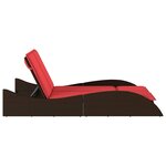 vidaXL Chaise longue avec coussins Marron 114 x 205 x 73 cm Résine tressée