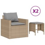 vidaXL Salon de jardin avec coussins 4 Pièces beige résine tressée