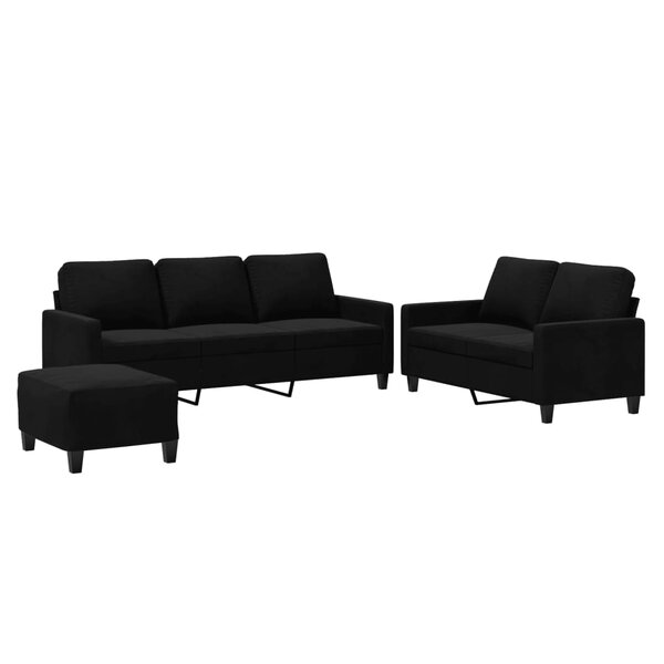 vidaXL Ensemble de canapés 3 Pièces avec coussins Noir Velours
