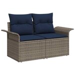 vidaXL Ensemble de canapé de jardin 7 Pièces Gris polyrotin