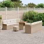 vidaXL Ensemble de canapé de jardin 11 Pièces Beige polyrotin