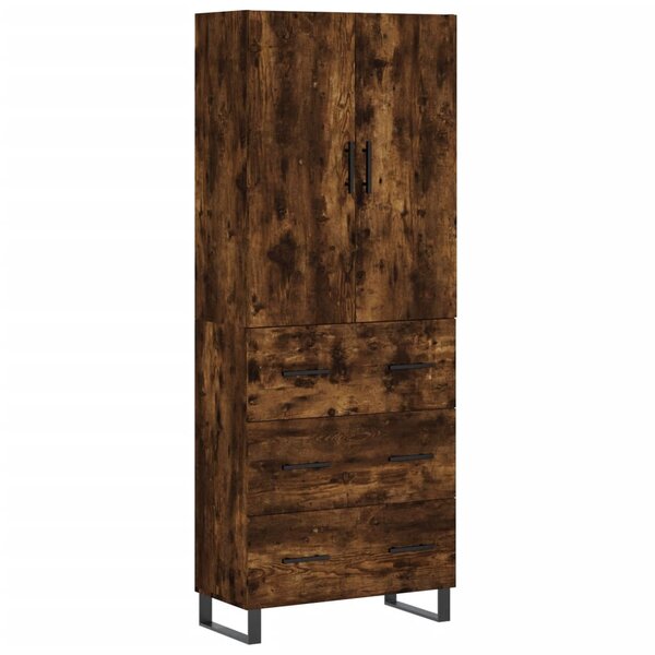 vidaXL Buffet haut Chêne fumé 69 5x34x180 cm Bois d'ingénierie
