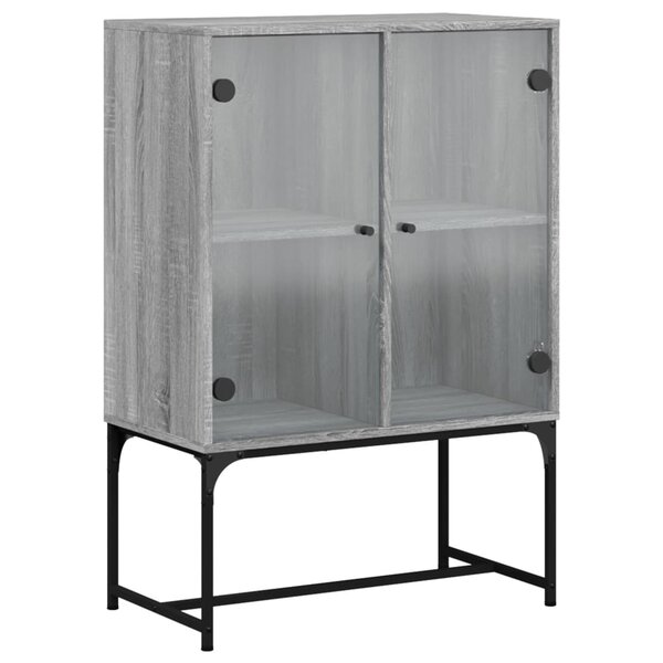 vidaXL Armoire latérale avec portes en verre sonoma gris 69x37x100 cm