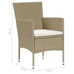 vidaXL Meubles à dîner de jardin et coussins 7 Pièces Poly rotin Beige