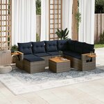 vidaXL Salon de jardin 8 Pièces avec coussins gris résine tressée
