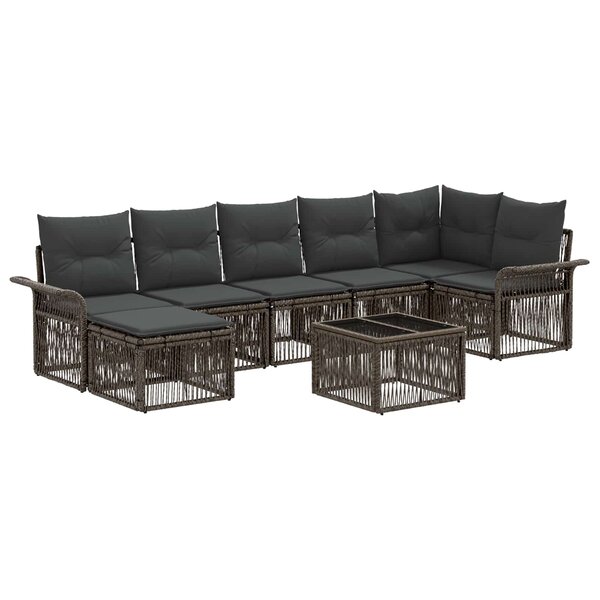 vidaXL Ensemble de canapé de jardin 8 Pièces Gris polyrotin