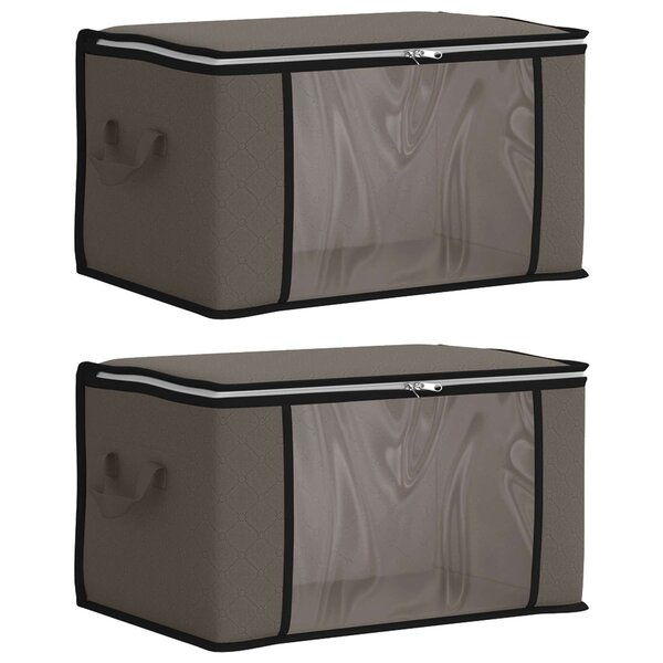 vidaXL Boîte de rangement avec fenêtre latérale transparente 2 pc Gris