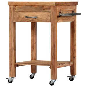 vidaXL Chariot de cuisine 58x58x89 cm Bois d'acacia massif
