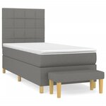 vidaXL Sommier à lattes de lit avec matelas Gris foncé 90x200 cm Tissu