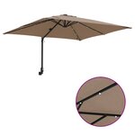vidaXL Parasol de jardin Taupe 248.5 x 247.5 x 160 cm tissu