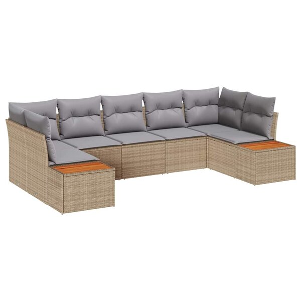 vidaXL Ensemble de canapé de jardin 7 Pièces Beige Poly rotin
