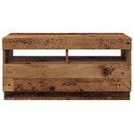 vidaXL Meuble TV avec lumières LED vieux bois bois d'ingénierie