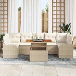 vidaXL Ensemble de canapé de jardin 8 Pièces Beige Poly rotin