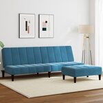 vidaXL Canapé-lit à 2 places avec repose-pied bleu velours
