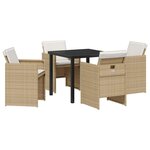 vidaXL Ensemble de salle à manger pour jardin 5 Pièces Beige polyrotin