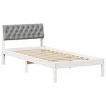 vidaXL Cadre de lit Blanc et gris clair 90 x 190 cm Bois massif en pin