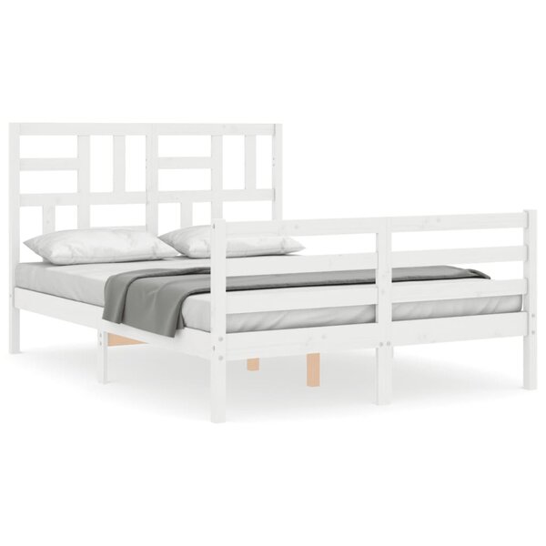 vidaXL Cadre de lit sans matelas blanc bois massif