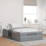 vidaXL Cadre de lit avec matelas Gris clair 120 x 200 cm tissu