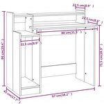 vidaXL Bureau et lumières LED Gris béton 97x45x90 cm Bois d'ingénierie