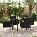 vidaXL Ensemble de repas de jardin 5 pièces avec coussins en rattan poly noir
