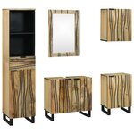 vidaXL Ensemble de mobilier de salle de bain 5 Pièces Marron Moyen
