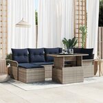 vidaXL Ensemble de canapé de jardin avec coussin 7 Pièces Gris Poly rotin