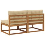 vidaXL Sofa de milieu extérieur avec coussin 2 Pièce Naturel