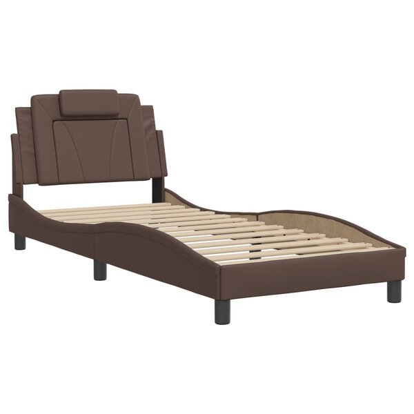 vidaXL Cadre de lit avec tête de lit Marron 90x200 cm Similicuir