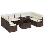 vidaXL Ensemble de canapé de jardin 10 Pièces Marron et crème