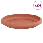 vidaXL Plateau à fleurs rond 24 pc Rouge brique Ø 14 x 2 cm Plastique