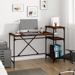 vidaXL Bureau et étagères chêne fumé 135x50x90cm bois d'ingénierie/fer