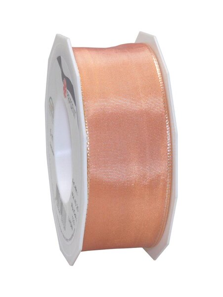 Ruban de soie acetat laitonné lyon 25-m-rouleau 40 mm abricot