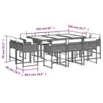 vidaXL Ensemble à manger de jardin 11 Pièces coussins noir résine tressée