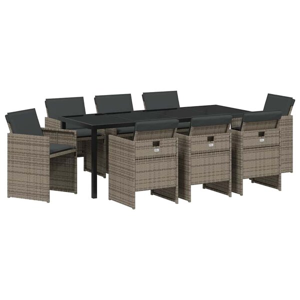 vidaXL Ensemble de salle à manger pour jardin 9 pc Gris polyrotin