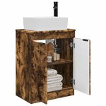 vidaXL Meuble de salle de bain avec évier Chêne fumé 54 x 35 x 83 cm