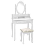 vidaXL Ensemble de coiffeuse avec tabouret Blanc 75x69x140cm Paulownia