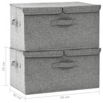 vidaXL Boîtes de rangement 2 Pièces Tissu 50x30x25 cm Gris