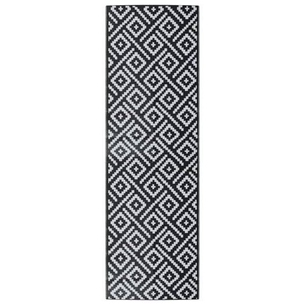 vidaXL Tapis d'extérieur ARAKIL blanc et noir 80 x 250 cm PP