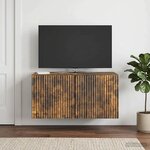 vidaXL Meuble TV mural Chêne fumé 59 5 x 31 x 30 cm Bois d'ingénierie