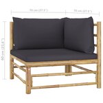 vidaXL Salon de jardin 5 Pièces avec coussins gris foncé bambou