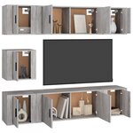 vidaXL Ensemble de meubles TV 7 Pièces Gris béton Bois d'ingénierie