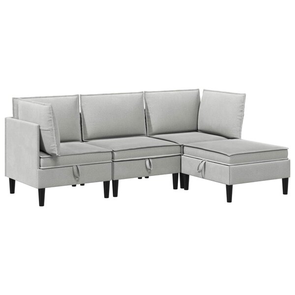 vidaXL Ensemble de meubles pour le salon 4 pc Gris clair Tissu
