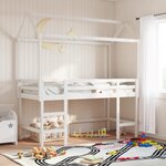 vidaXL Lit superposé avec échelle et toit sans matelas blanc 80x200 cm