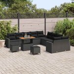 vidaXL Ensemble de canapé de jardin 13 Pièces Noir polyrotin