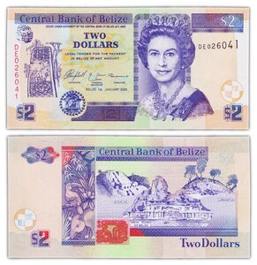 Billet de Collection 2 Dollars 2005 Belize - Neuf - P66b