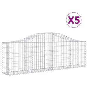 vidaXL Paniers à gabions arqués 5 Pièces 200x30x60/80 cm Fer galvanisé