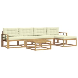 vidaXL Ensemble de canapés d'extérieur 6 pc Blanc et crème Polyester