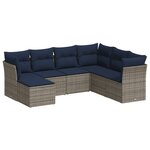 vidaXL Salon de jardin 7 Pièces avec coussins gris résine tressée