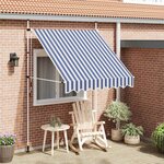 vidaXL Auvent rétractable manuel 200 cm Rayures bleues et blanches