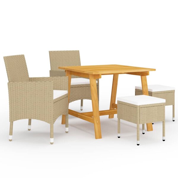 vidaXL Ensemble à manger de jardin 5 Pièces Beige